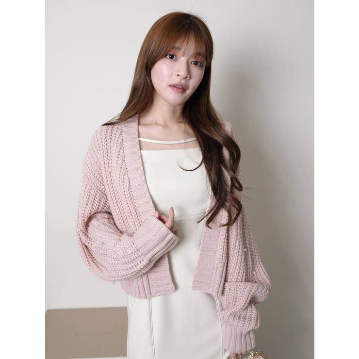 ピンク | ジュエルルーズニットカーディガン | LIPSERVICE