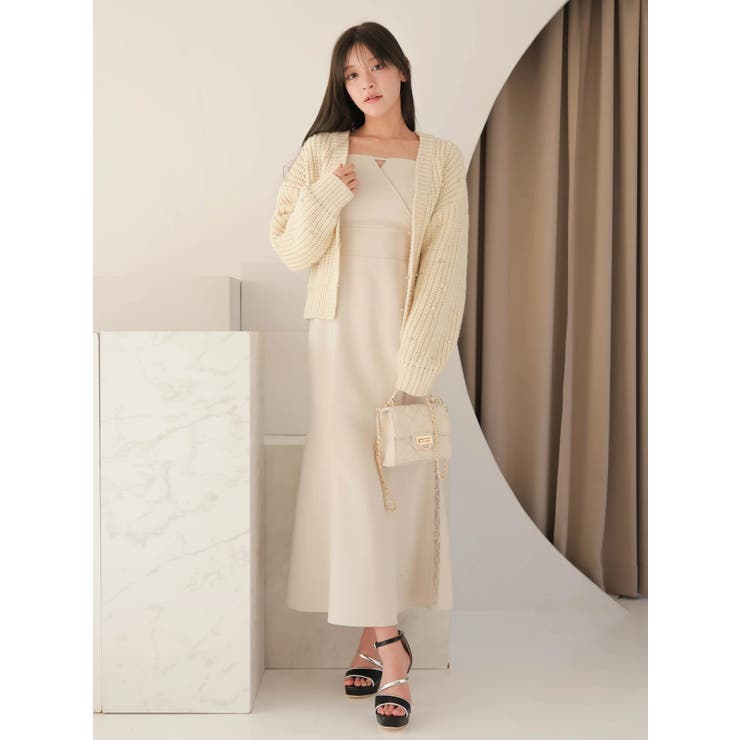 サイドレースマーメイドキャミワンピース[品番：LINW0002599