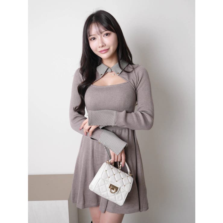 デコルテオープンフレアニットワンピース | LIPSERVICE | 詳細画像5 