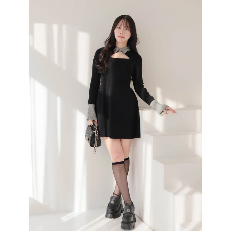 デコルテオープンフレアニットワンピース | LIPSERVICE | 詳細画像37 