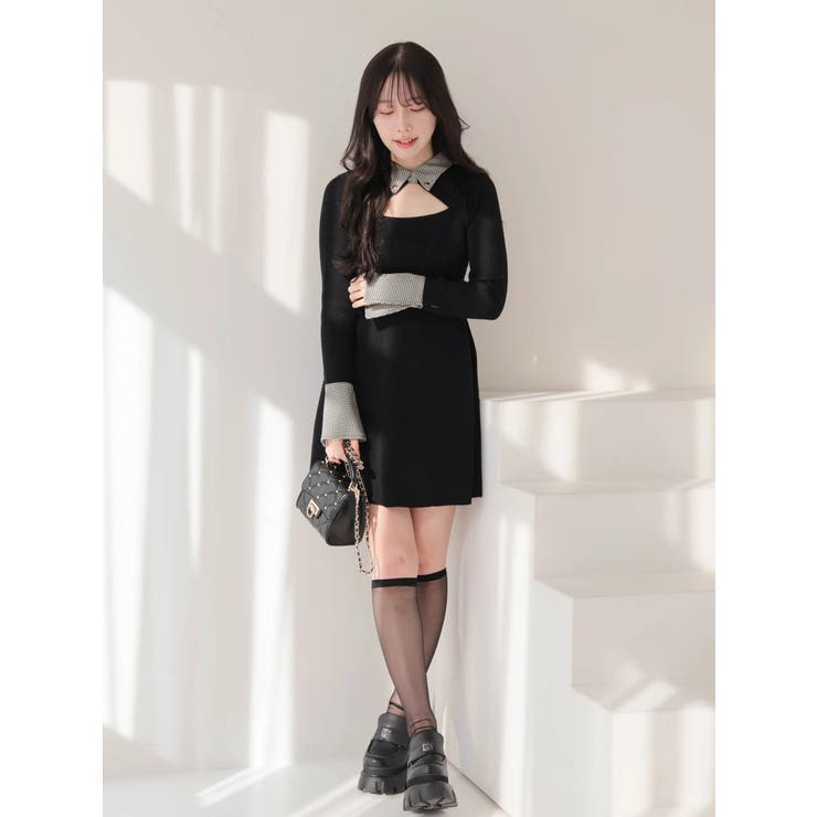 デコルテオープンフレアニットワンピース | LIPSERVICE | 詳細画像39 