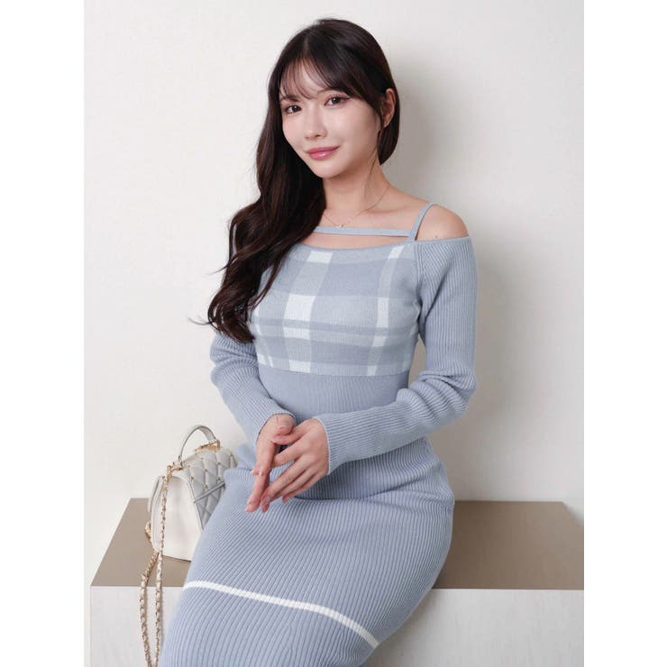 チェックジャガードオフショルマーメイドワンピース | LIPSERVICE | 詳細画像14 