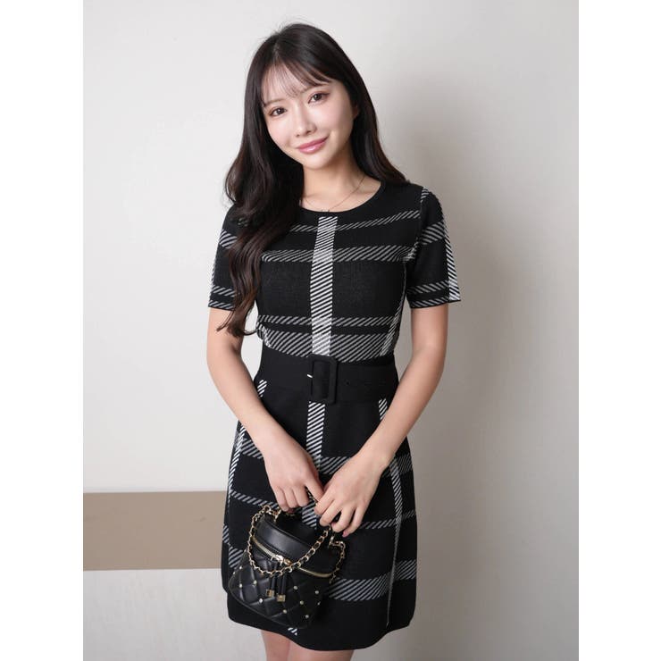 ミックス１ | マルチパターンハーフスリーブニットワンピース | LIPSERVICE