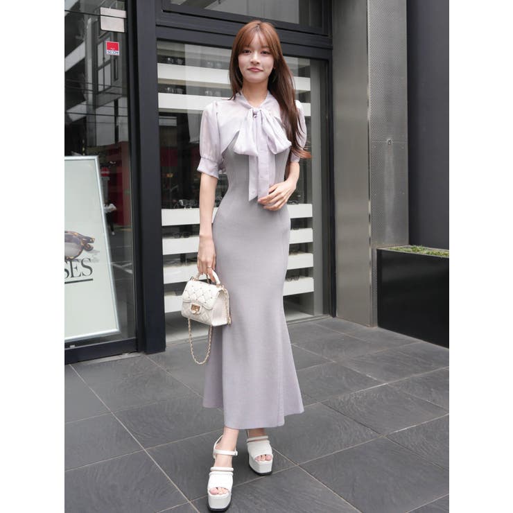 シアーブラウスレイヤードニットキャミワンピース | LIPSERVICE | 詳細画像2 