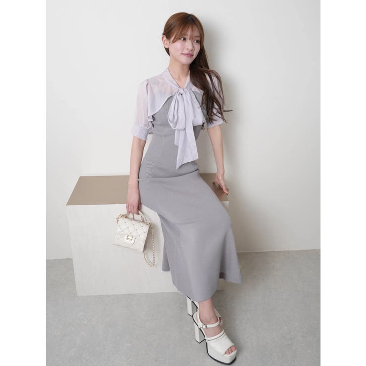 シアーブラウスレイヤードニットキャミワンピース | LIPSERVICE | 詳細画像19 