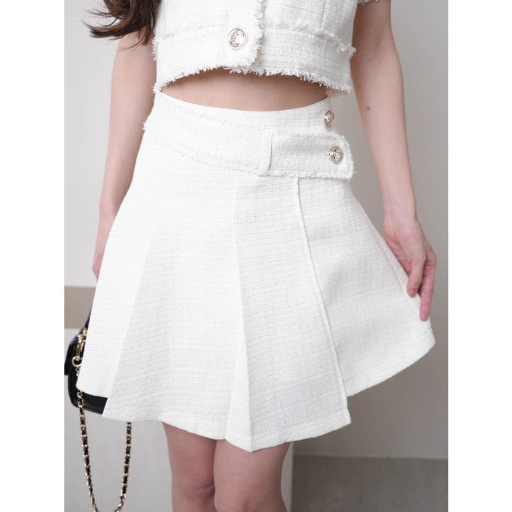 アイボリー | サマーツイードプリーツスカート | LIPSERVICE