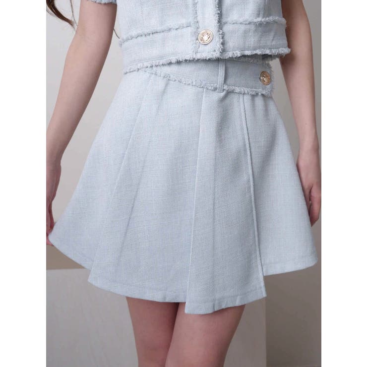 ブルー | サマーツイードプリーツスカート | LIPSERVICE