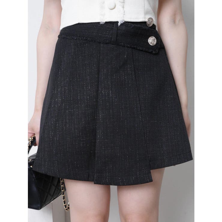 ブラック | サマーツイードプリーツスカート | LIPSERVICE