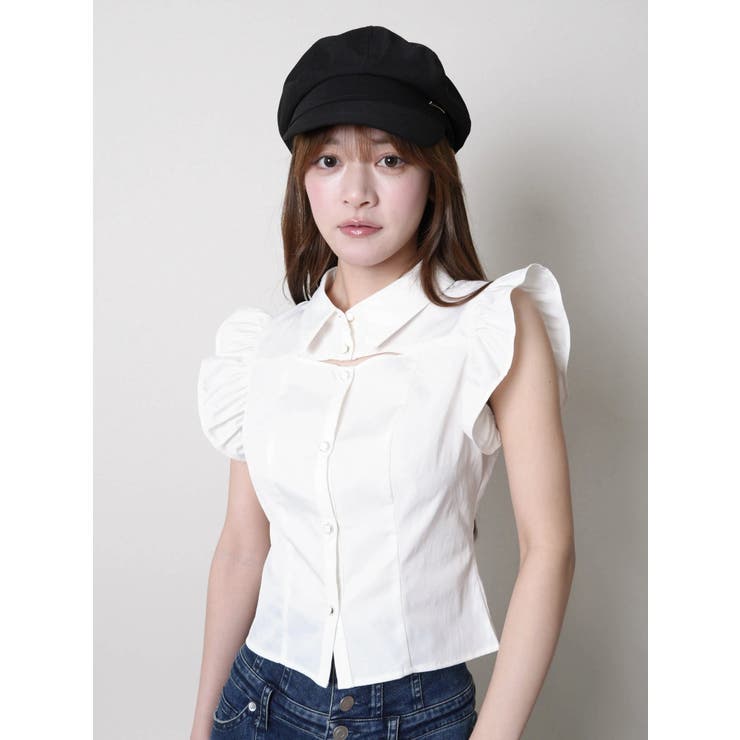 デコルテオープンフリルスリーブブラウス | LIPSERVICE | 詳細画像5 