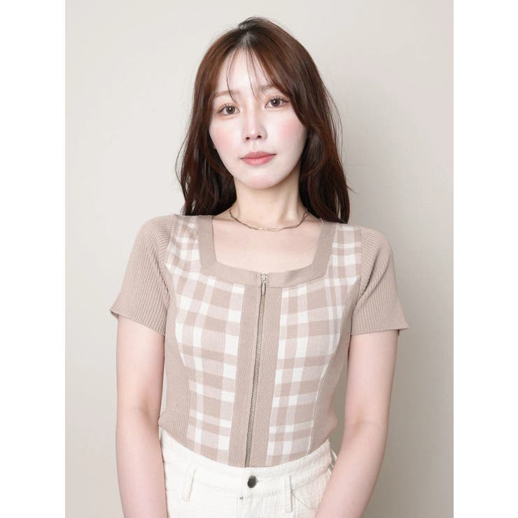 フロントZIPチェックジャガードニット | LIPSERVICE | 詳細画像24 