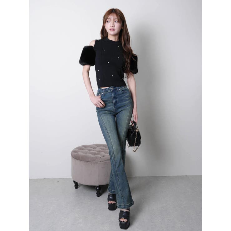 シェーディングラインフレアデニムパンツ | LIPSERVICE | 詳細画像2 