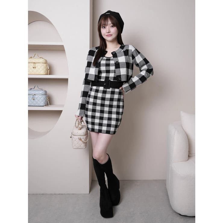 レトロチェックアンサンブルニットワンピース | LIPSERVICE | 詳細画像2 