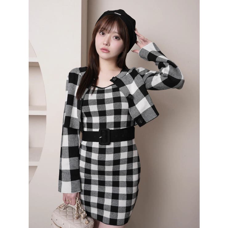 レトロチェックアンサンブルニットワンピース | LIPSERVICE | 詳細画像7 