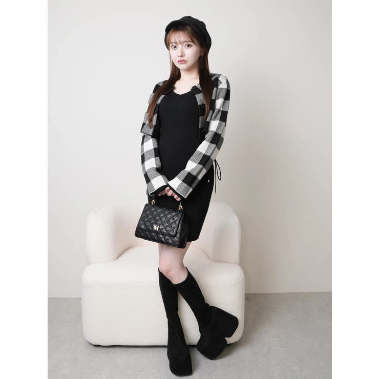 レトロチェックアンサンブルニットワンピース | LIPSERVICE | 詳細画像9