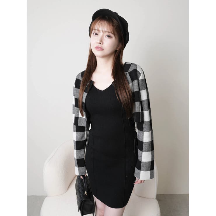 レトロチェックアンサンブルニットワンピース | LIPSERVICE | 詳細画像14