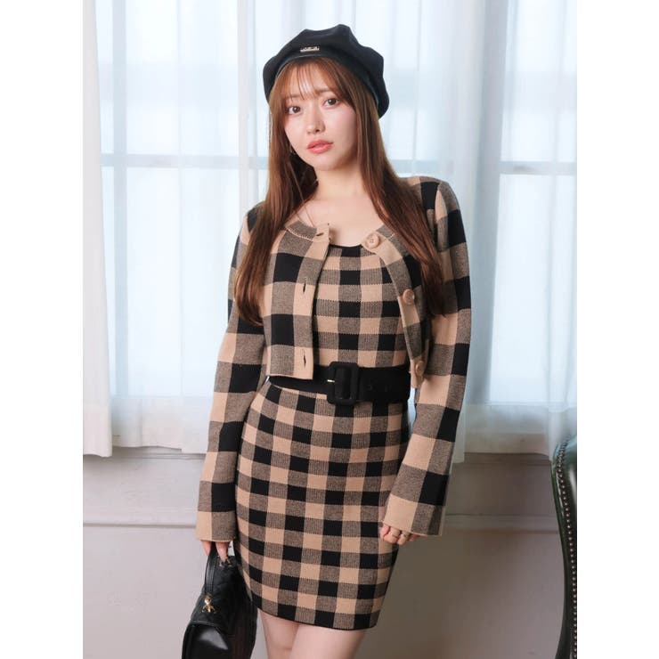 レトロチェックアンサンブルニットワンピース | LIPSERVICE | 詳細画像17