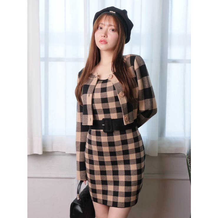 レトロチェックアンサンブルニットワンピース | LIPSERVICE | 詳細画像18