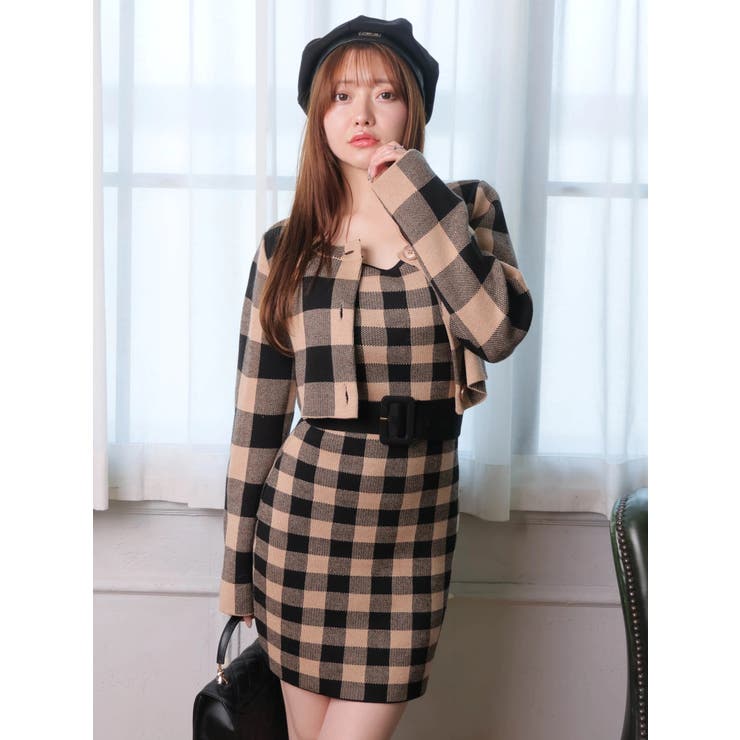 レトロチェックアンサンブルニットワンピース | LIPSERVICE | 詳細画像19