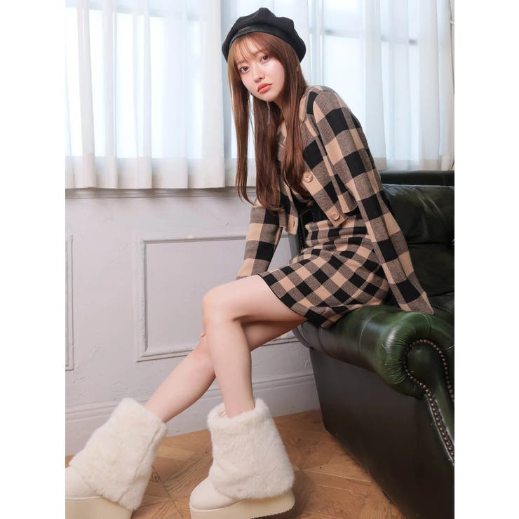 レトロチェックアンサンブルニットワンピース | LIPSERVICE | 詳細画像26