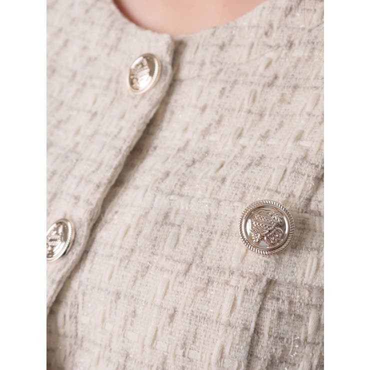 ファースリーブツイードクロップドジャケット[品番：LINW0002665