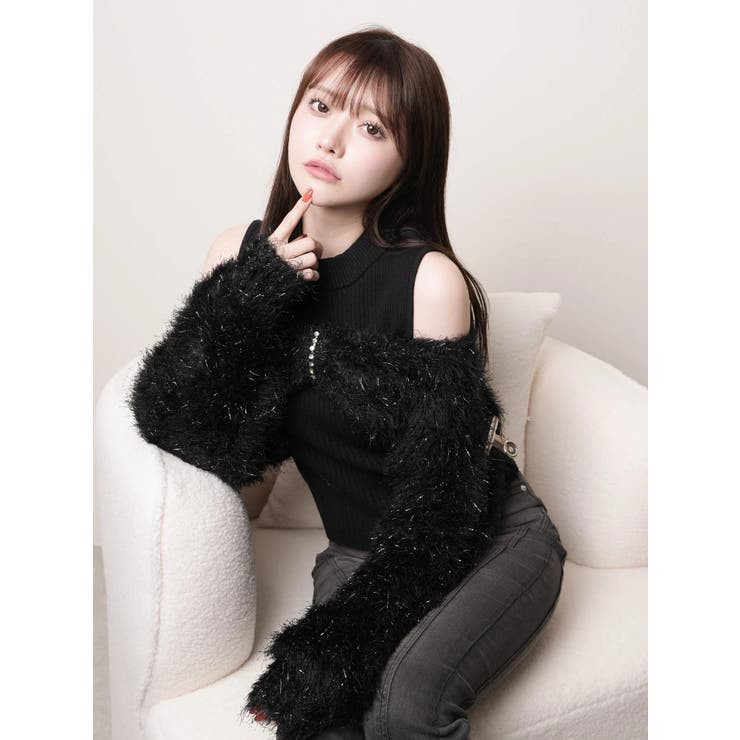 LIPSERVICE リボンフェザーアンサンブルニットワンピース