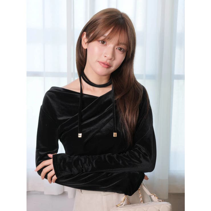 ブラック | ベロアドレープチョーカートップス | LIPSERVICE