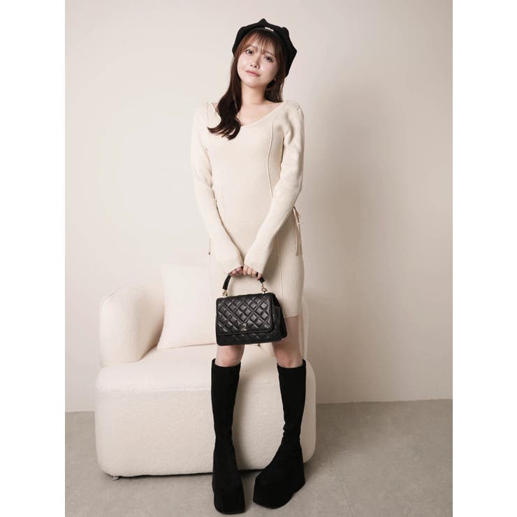 サイドレーススピンドルニットワンピース | LIPSERVICE | 詳細画像4 