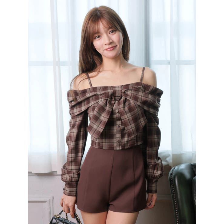 オフショルリボンチェックシャツトップス | LIPSERVICE | 詳細画像22 