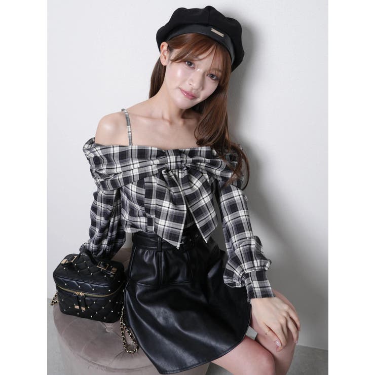 オフショルリボンチェックシャツトップス | LIPSERVICE | 詳細画像31 