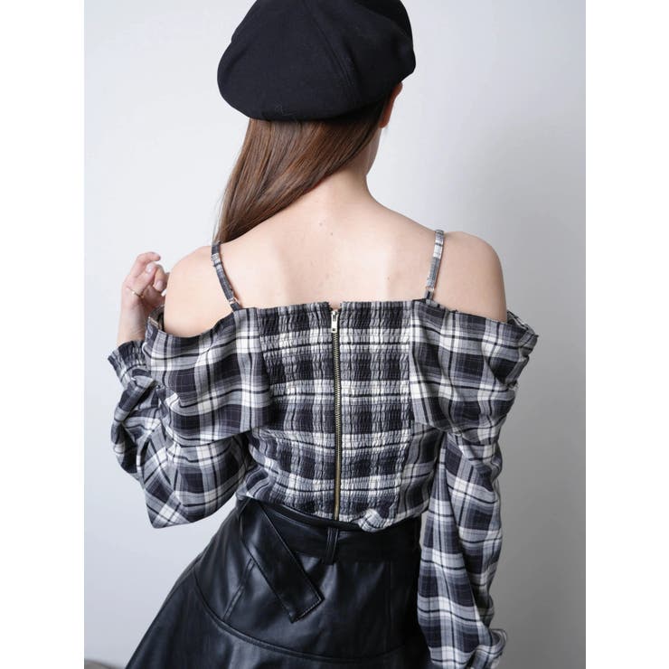 オフショルリボンチェックシャツトップス | LIPSERVICE | 詳細画像35 