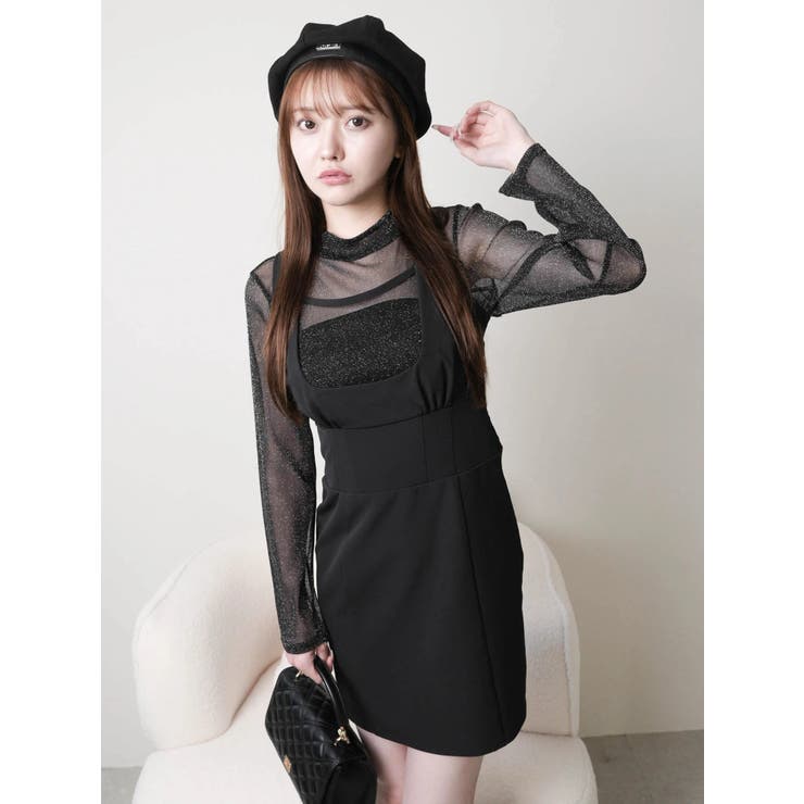 ブラック | カーブネックタイトジャンスカワンピース | LIPSERVICE