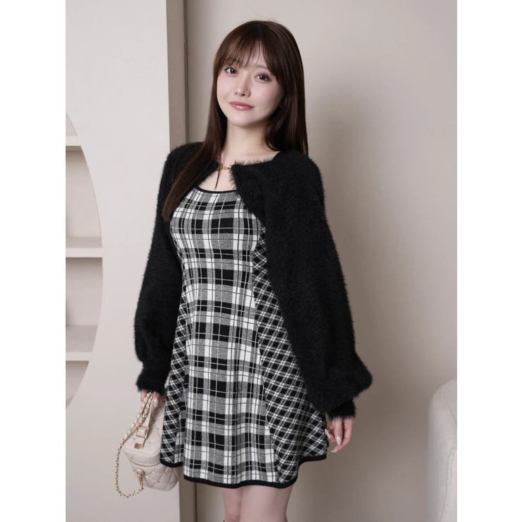【形が選べる】フェザーチェックアンサンブルワンピース | LIPSERVICE | 詳細画像4 