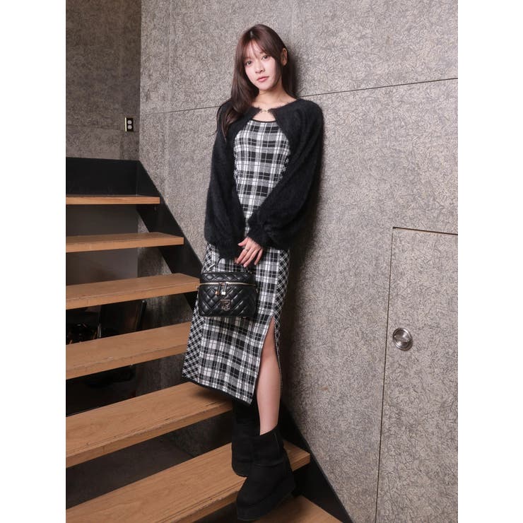 フェザーチェックアンサンブルロングワンピース(WEB限定)[品番