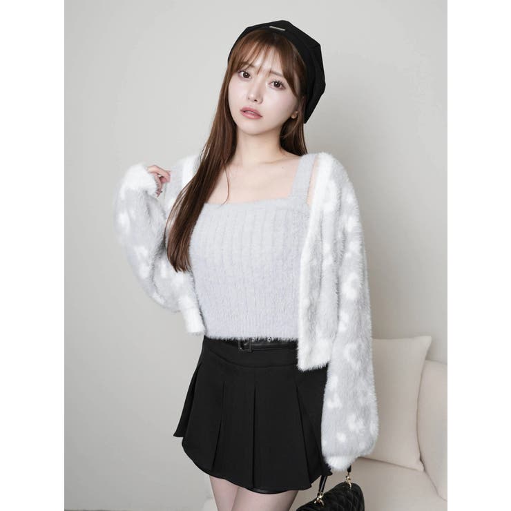 グレー | レオパードアンサンブルニット | LIPSERVICE