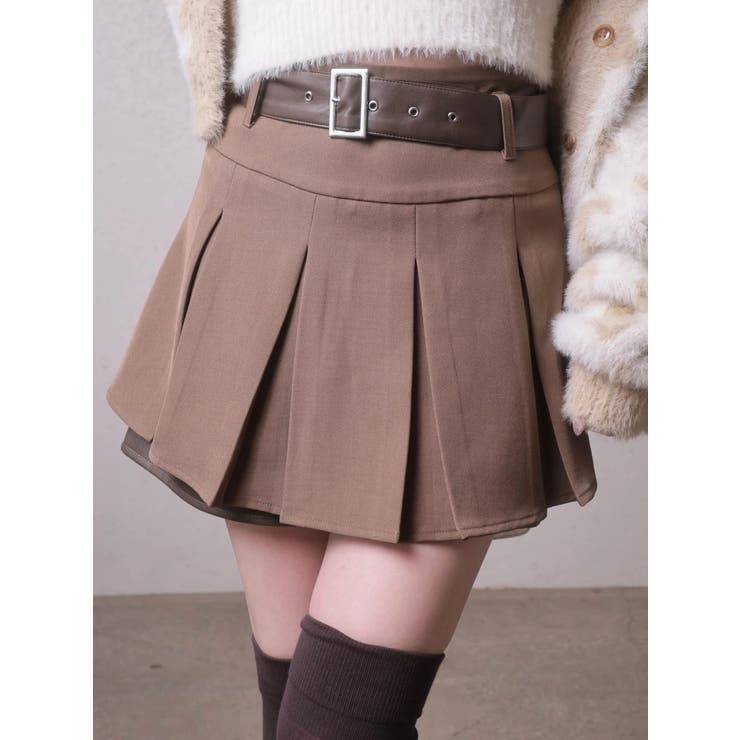 レザーレイヤードプリーツショートパンツ | LIPSERVICE | 詳細画像1 