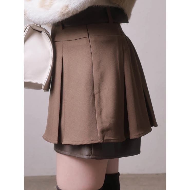 レザーレイヤードプリーツショートパンツ | LIPSERVICE | 詳細画像7 