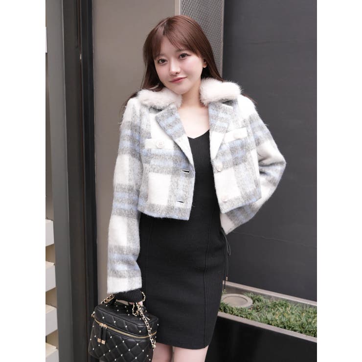 ファーカラーシャギーチェックジャケット | LIPSERVICE | 詳細画像12 