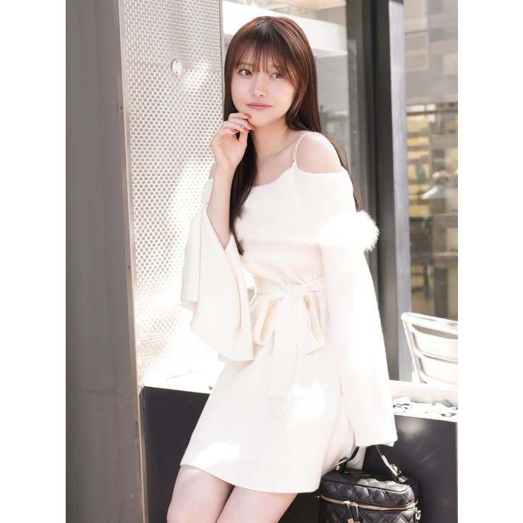 ジュエルチェーンファーオフショルニットワンピース | LIPSERVICE | 詳細画像6 