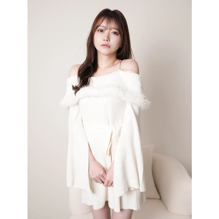 ジュエルチェーンファーオフショルニットワンピース | LIPSERVICE | 詳細画像14 