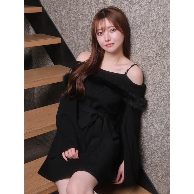 ジュエルチェーンファーオフショルニットワンピース | LIPSERVICE | 詳細画像28 