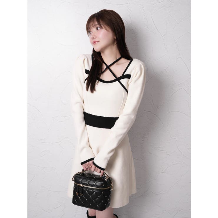 バックリボンバイカラーフレアワンピース | LIPSERVICE | 詳細画像6 