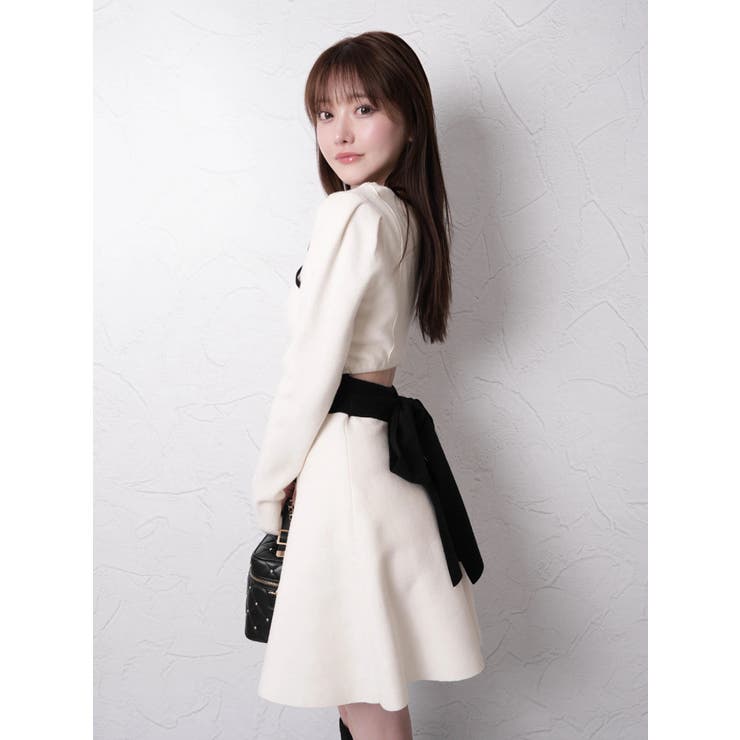 バックリボンバイカラーフレアワンピース | LIPSERVICE | 詳細画像7 