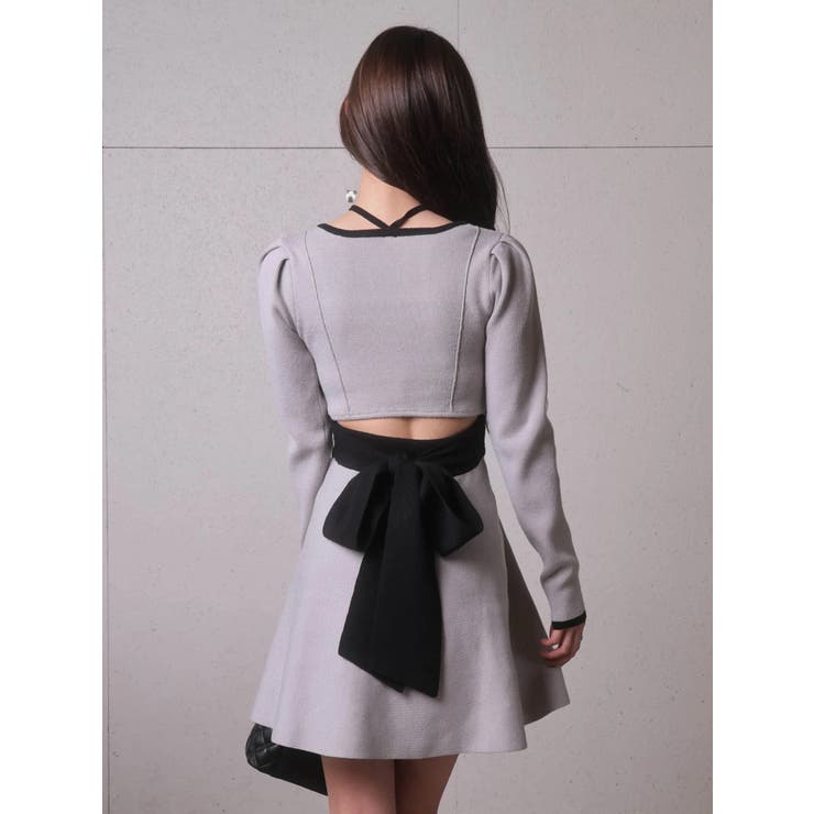 バックリボンバイカラーフレアワンピース | LIPSERVICE | 詳細画像24 