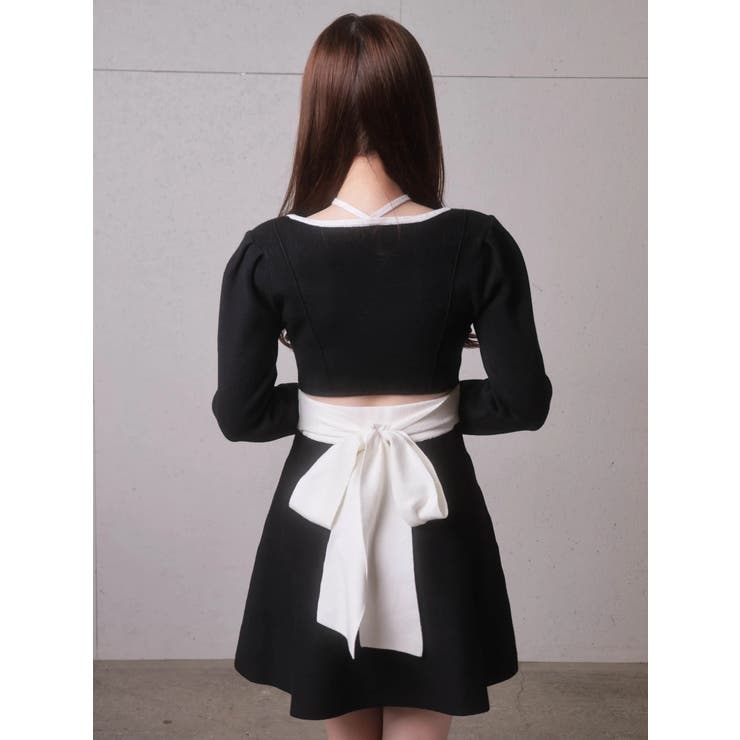 バックリボンバイカラーフレアワンピース | LIPSERVICE | 詳細画像34 