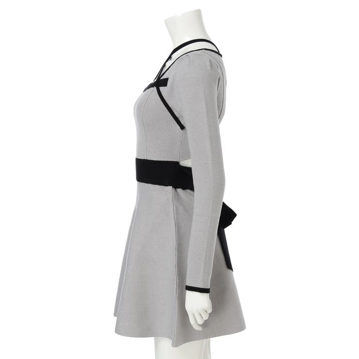 バックリボンバイカラーフレアワンピース | LIPSERVICE | 詳細画像36 