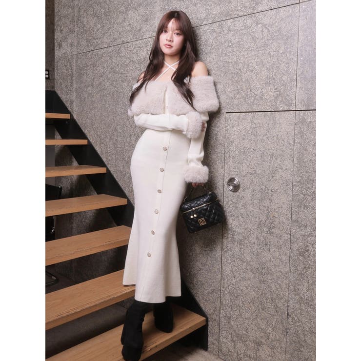 ファーオフショルボタンニットワンピース | LIPSERVICE | 詳細画像21 