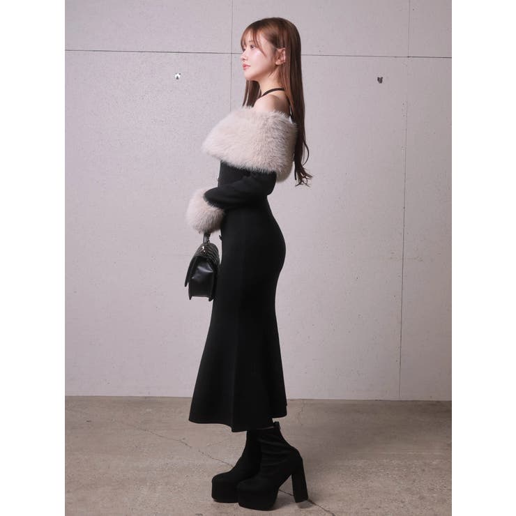 ファーオフショルボタンニットワンピース | LIPSERVICE | 詳細画像57 