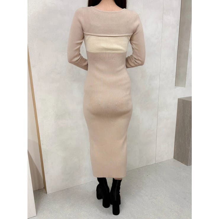 デコルテオープンバイカラーリボンニットワンピース | LIPSERVICE | 詳細画像37 