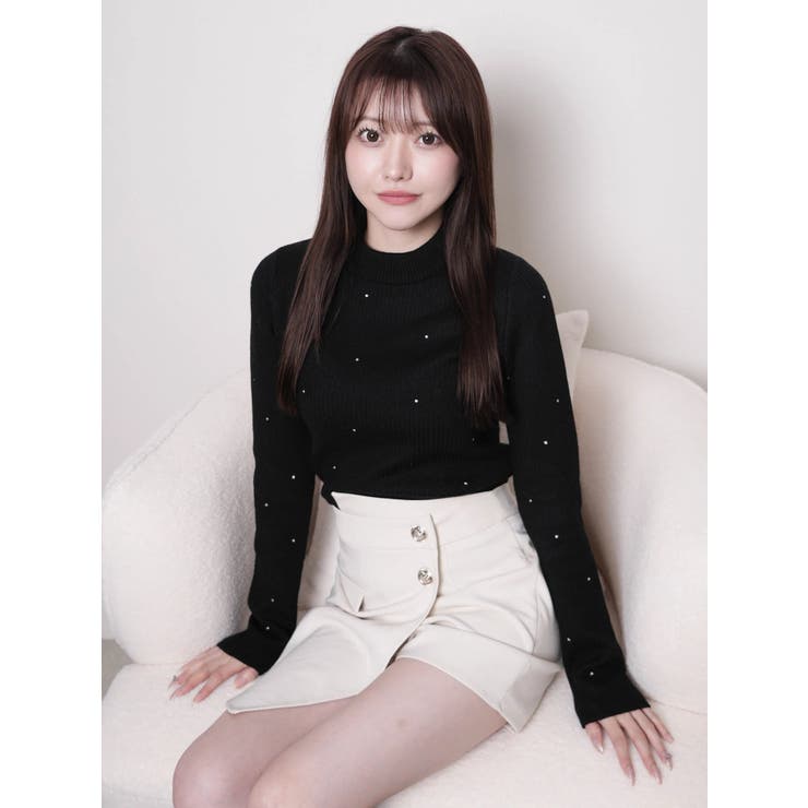 ブラック | ウォームジュエルリブニット | LIPSERVICE