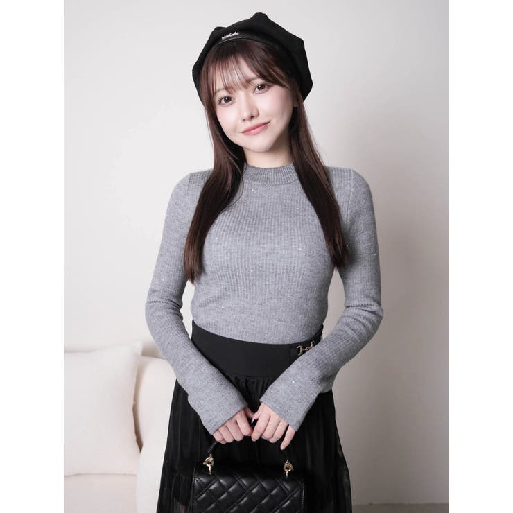 グレー | ウォームジュエルリブニット | LIPSERVICE